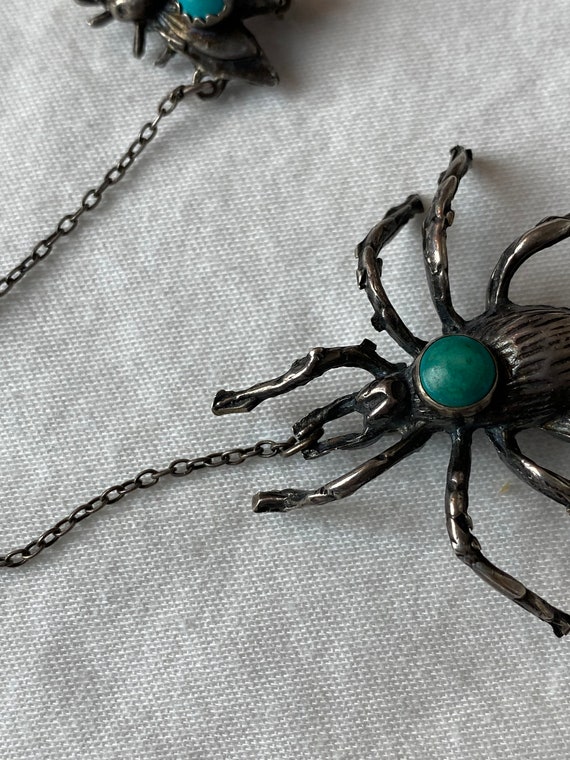 Vintage Sterling silver Native spider & fly collar pi… - Gem