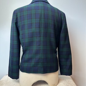Pendleton plaid jacket Womens lightweight wool nipped waist 1990s green blue tartan plaid coat 49er style /size Small image 3