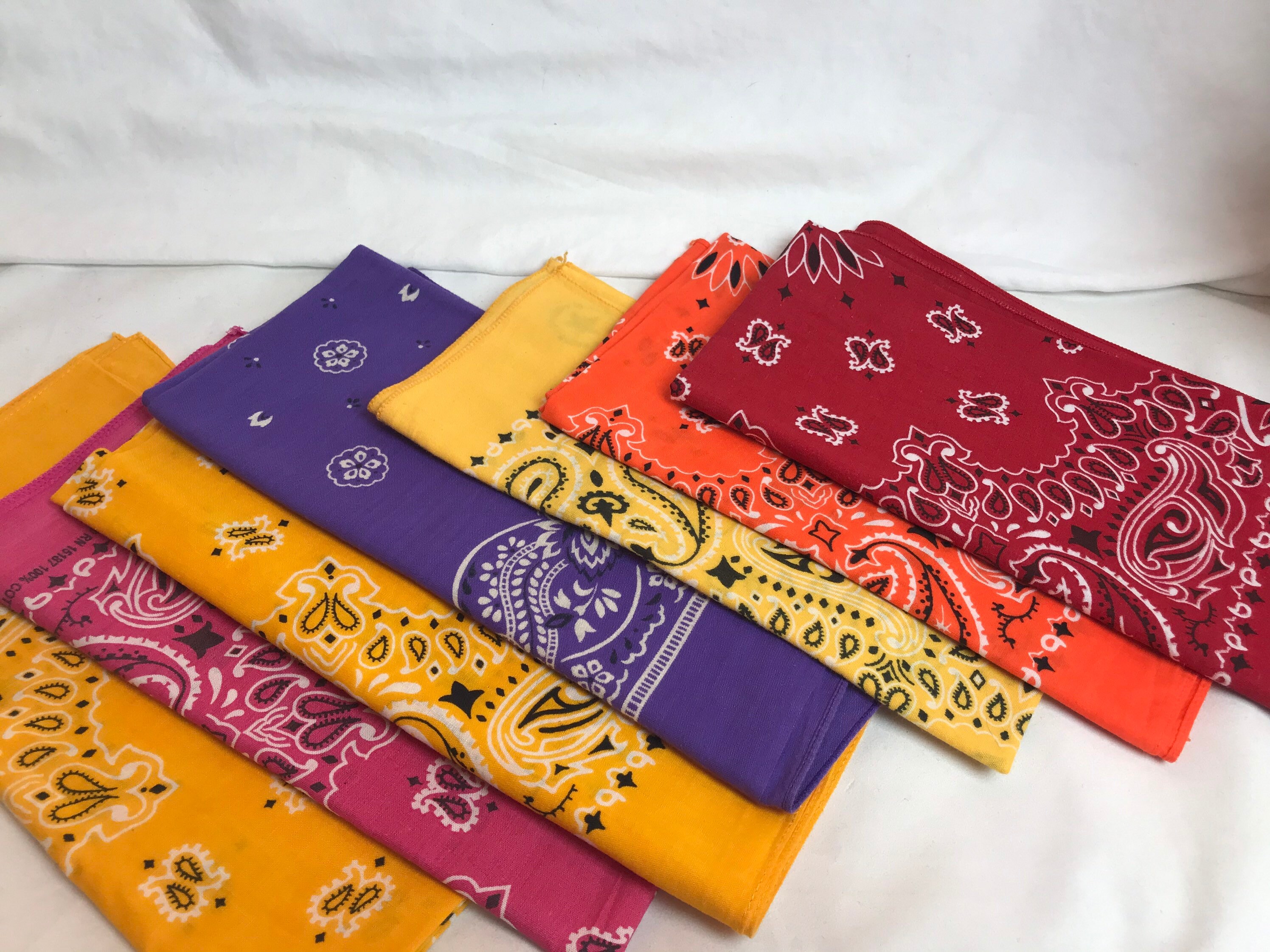 Bandana In Cotone Doppia Faccia Stampa Paisley - Sciarpa 100% Cotone
