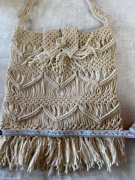 70’s cotton macrame style purse  Boho hippie shou… - image 10