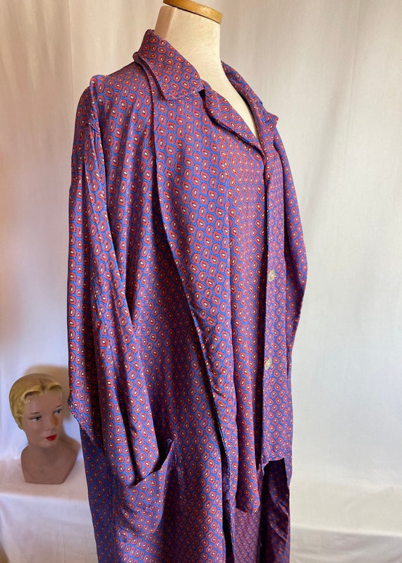 40’s 50’s rayon Pajama set~ tops bottoms with rob… - image 5