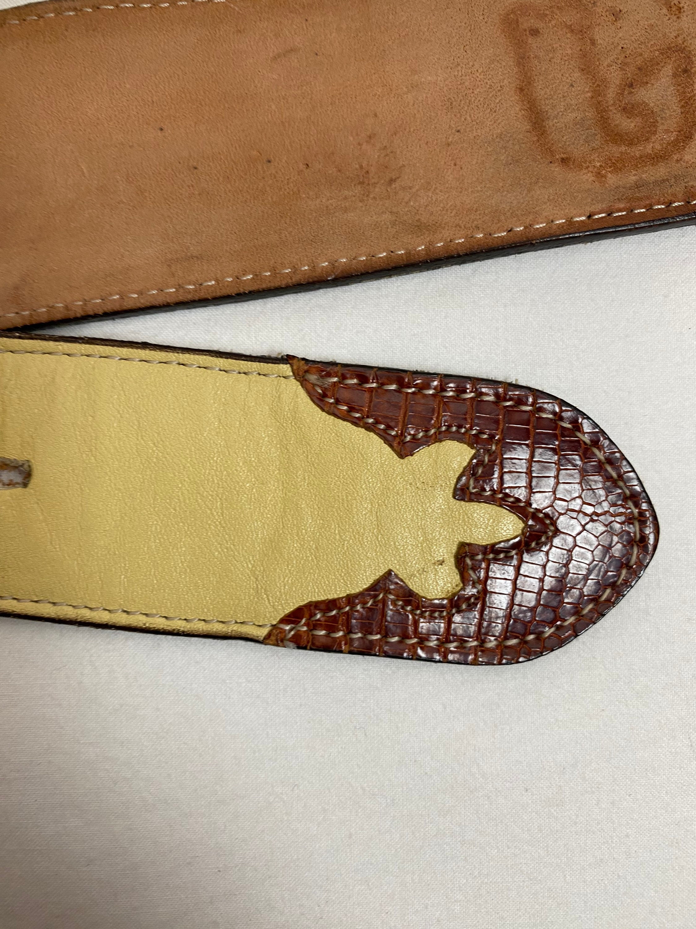 Vintage Tony Lama Western Belt~ 2 Tone Yellow & Brown  display picture 2