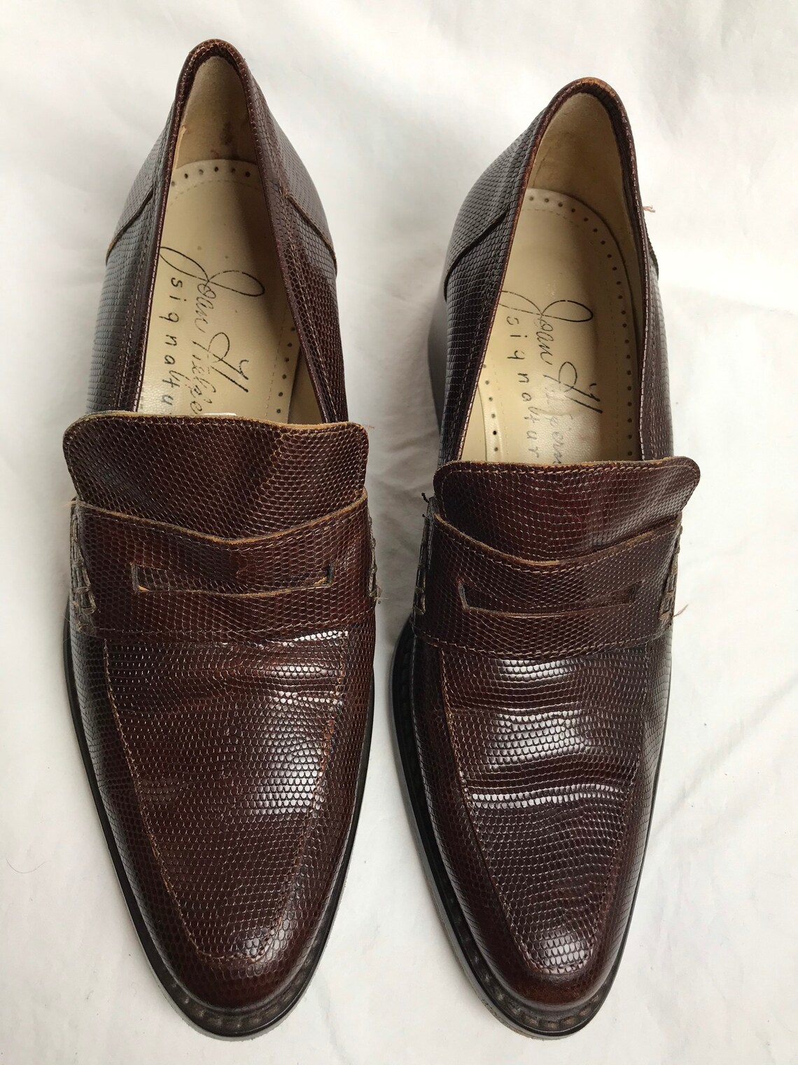 90s Joan Helpern Signature Snakeskin High Heel Loafers Etsy