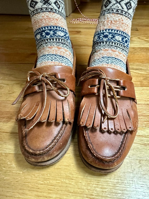 Vintage leather loafers~ fringed 1990 Cole Haan ho