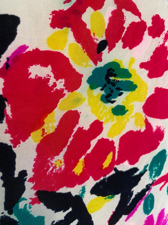 Vintage all silk scarf Vibrant colorful floral pr… - image 7