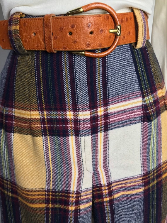 60’s 70’s flannel plaid maxi skirt~ culottes styl… - image 2