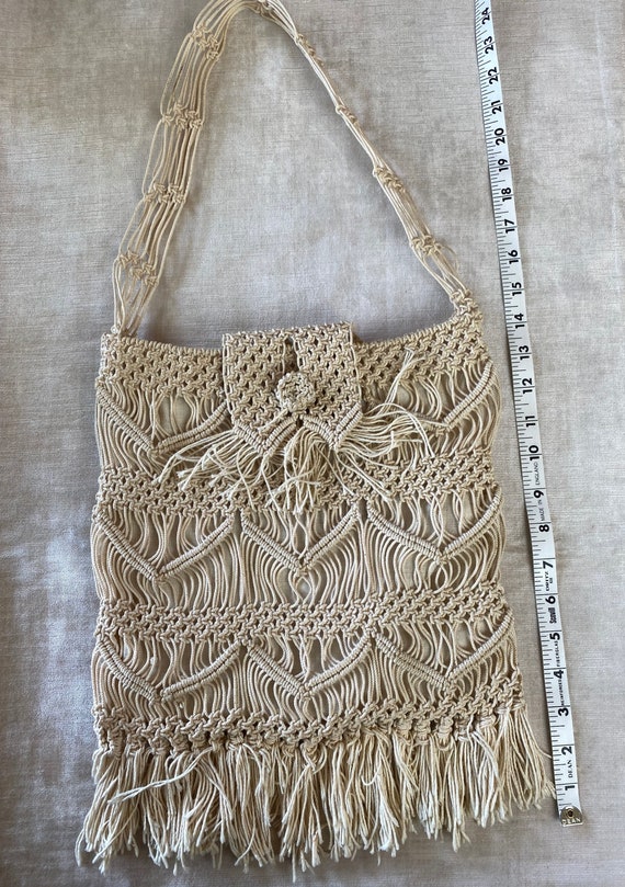 70’s cotton macrame style purse  Boho hippie shou… - image 9
