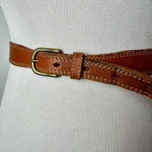 Vintage brown leather belt skinny trouser belt 1990s Banana Republic boho style size SM image 5