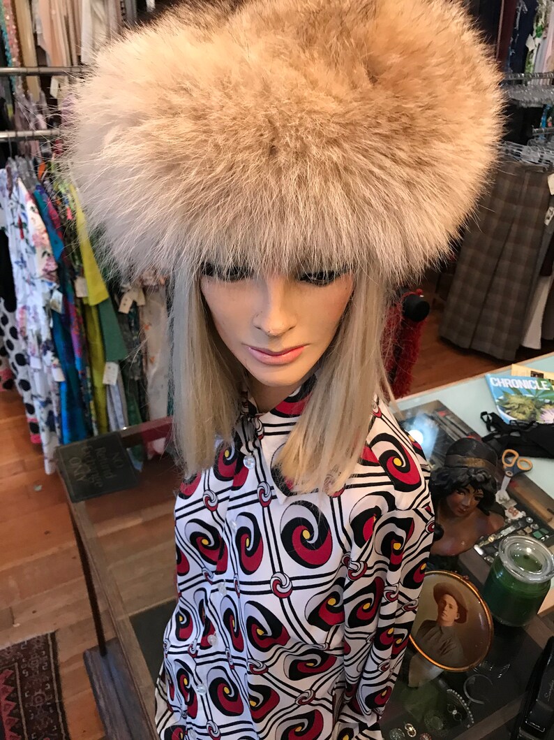 Fabulous Fox fur Hat~ Over the Top fluffy Foxy~ Unique Winter hat~ High fashion designer trendy~ timeless~ larger vintage size