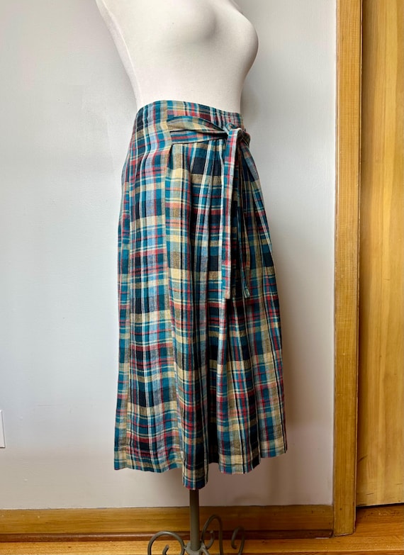 Halogen blue plaid floral skirt online