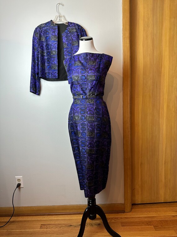 Vintage purple silk dress & matching jacket belt~… - image 5