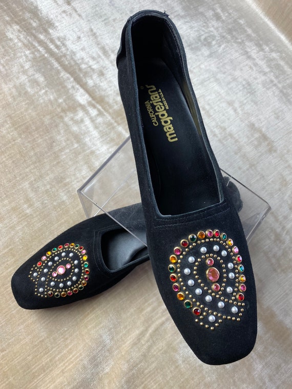 60’s jeweled wedges shoes studded embellished toe 