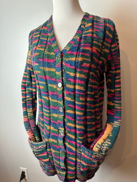 Vintage hand made sweater~ 1970’s v-neck cardigan… - image 1