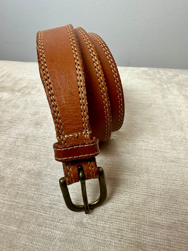 Vintage brown leather belt skinny trouser belt 1990s Banana Republic boho style size SM image 3