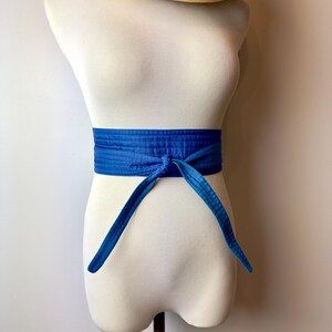 Vintage Blue Silk Cotton Sash Belt: Boho Wrap Style, Fits up 