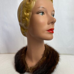 50s mink fur collars Womens 1950s fashion brown Peter pan collar pinup special occasion accessory sweater cardigan jackets image 2