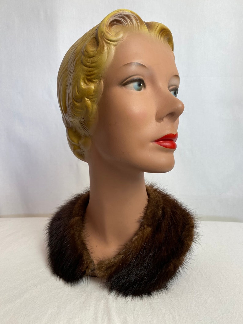 50s mink fur collars Womens 1950s fashion brown Peter pan collar pinup special occasion accessory sweater cardigan jackets image 2