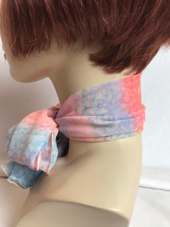 Vintage silk scarf~ ombré pastel cotton candy she… - image 5