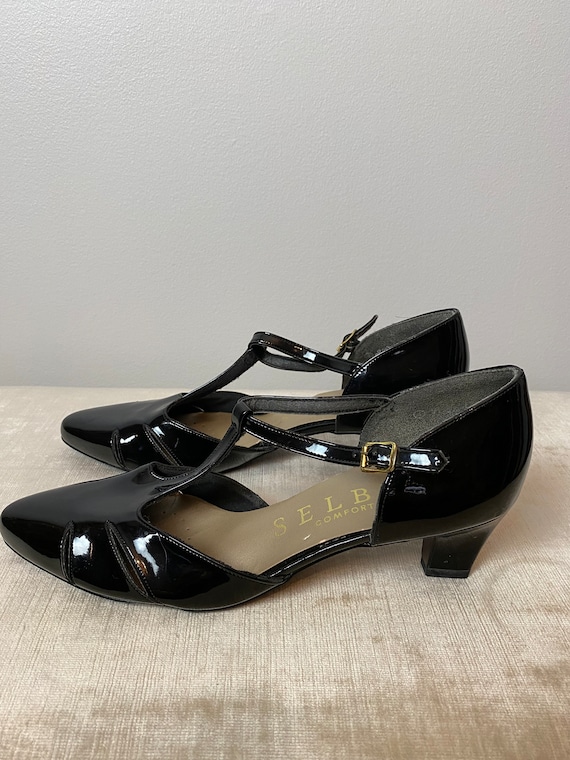 Black patent ankle strap heels hot sale