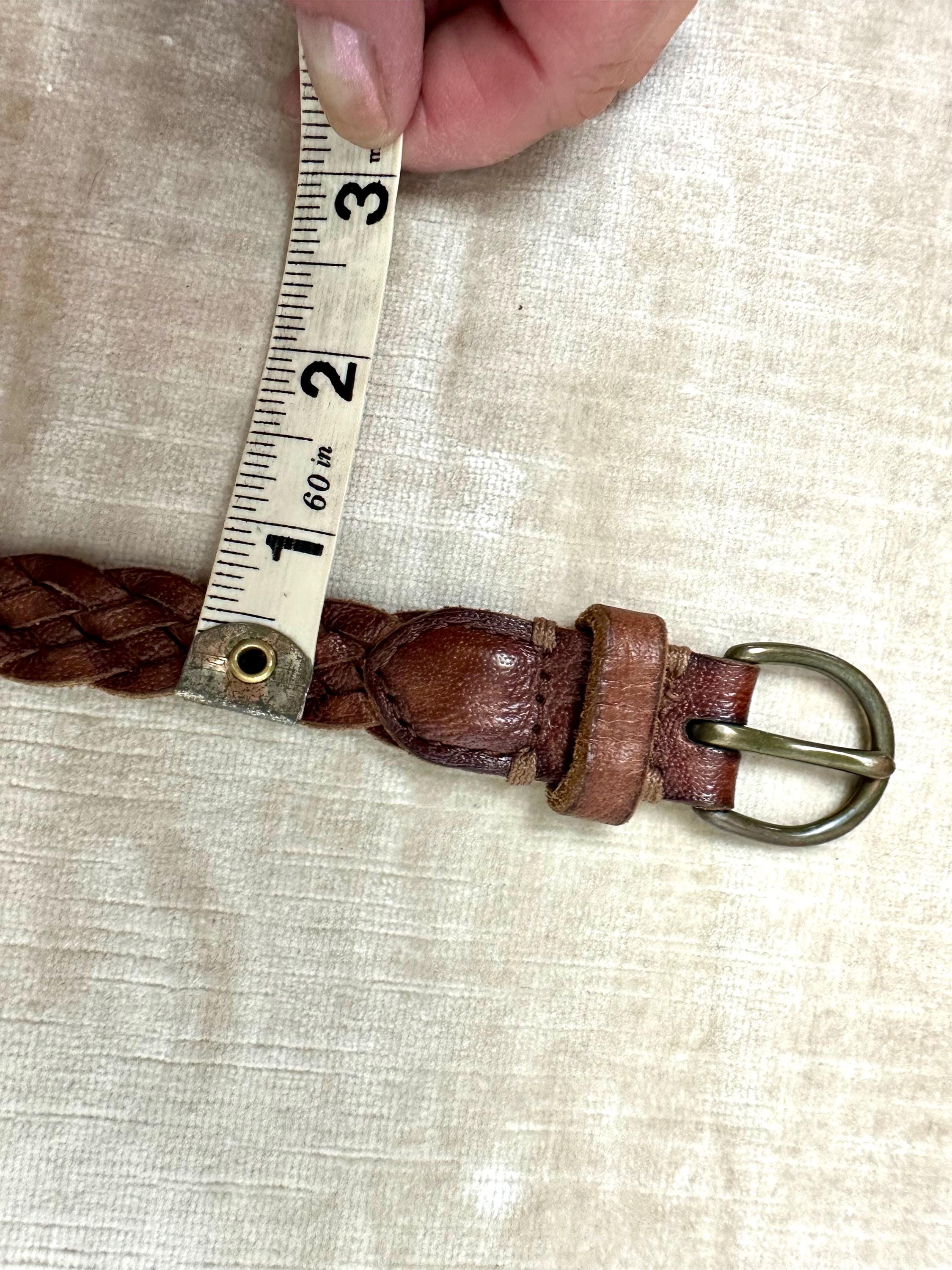 90年代風ブラウン編み込みレザーベルト：ボヘミアン風編み込み、最大37 