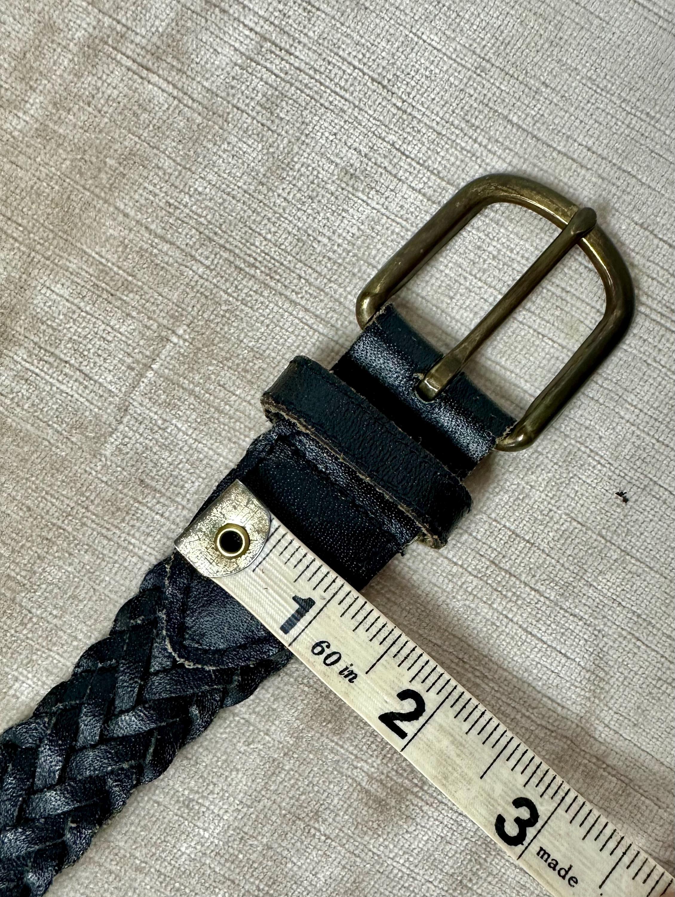 Vintage 90s Black Leather Belt Silver Conchos Small 29