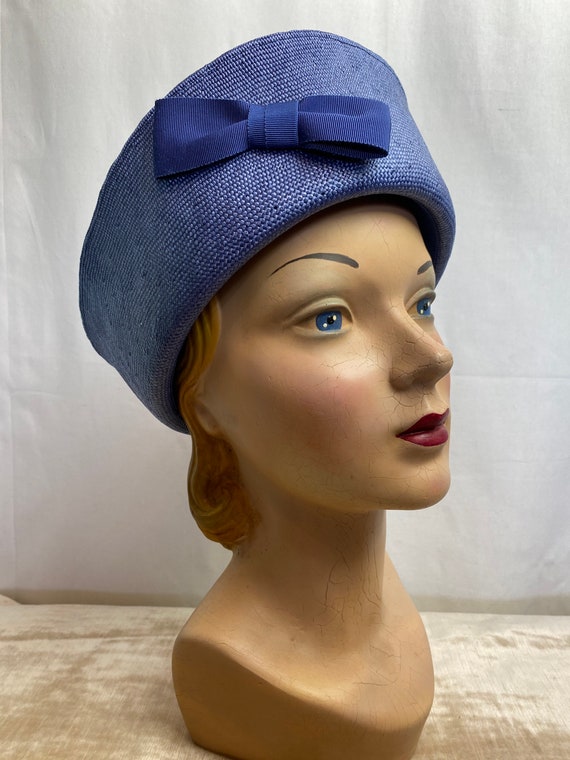 Vintage sailor inspired hat Tall viscose woven st… - image 1