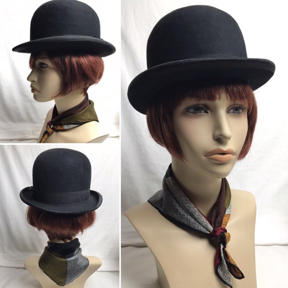 Vintage Bowler hat~ black 20’s 30’s 40’s black hat