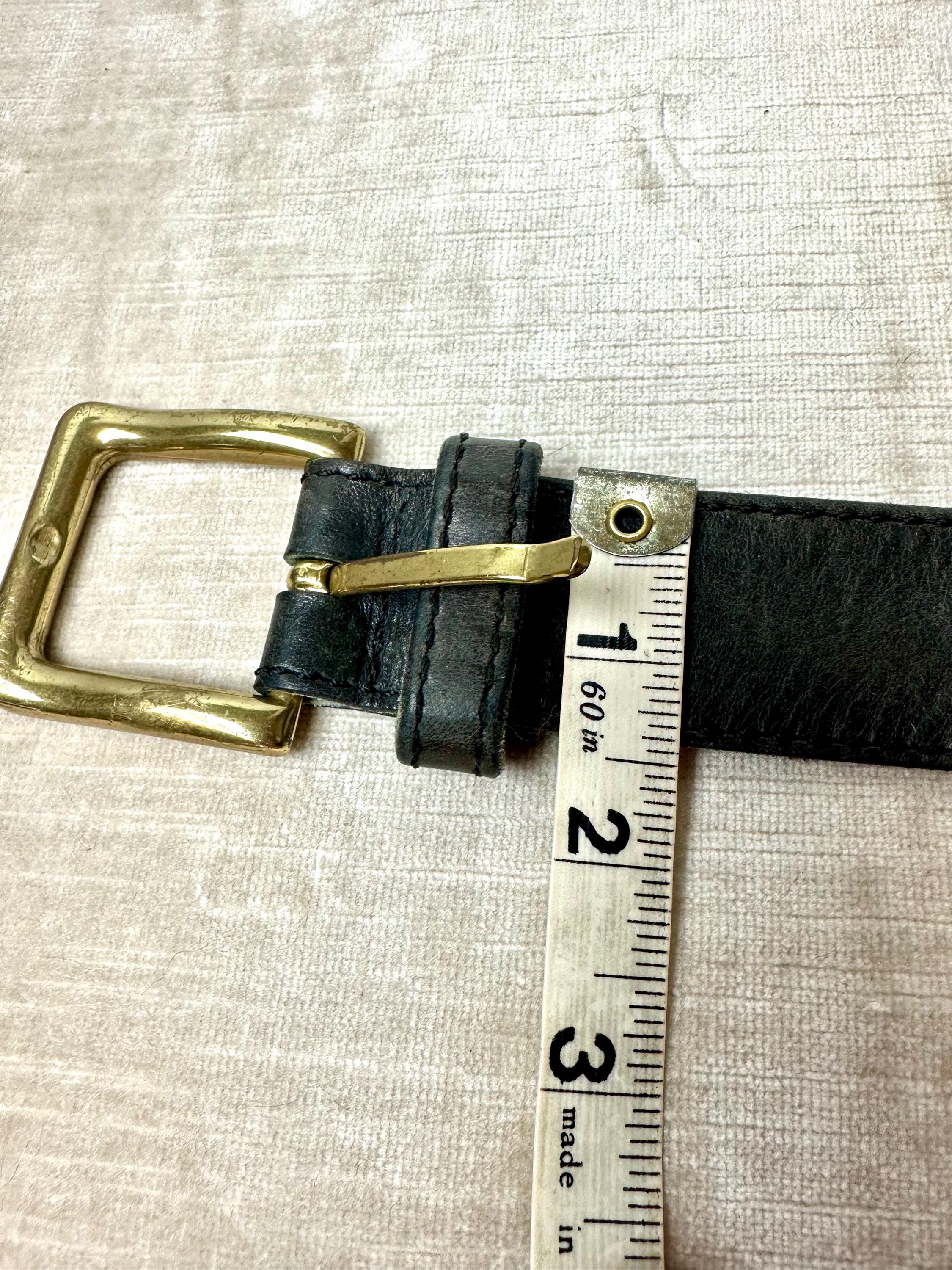 90s Vintage Marciano Leather Belt: Distressed Gray, Brass  display picture 3
