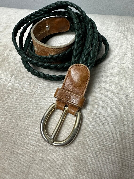 Vintage braided green belt Vintage Green Braided Leather Belt, Multicolored Sustainable  main image 4