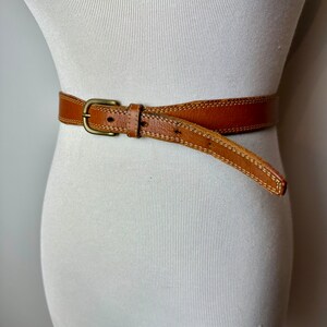 Vintage brown leather belt skinny trouser belt 1990s Banana Republic boho style size SM image 1