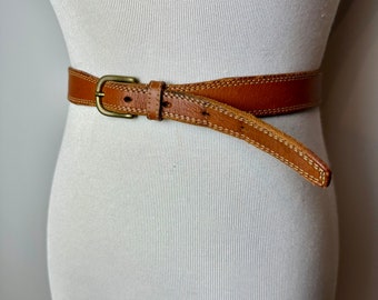 Vintage brown leather belt~ skinny trouser belt~ 1990’s Banana Republic boho style size SM