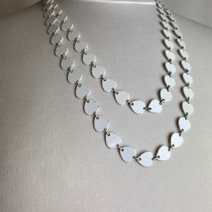 Vintage 60’s necklace~ white long beaded bobble chain link ~metal groovy Mod layered retro necklaces ~long length~ 1960s costuming