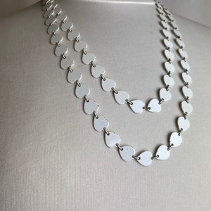 Vintage 60s necklace white long beaded bobble chain link metal groovy Mod layered retro necklaces long length 1960s costuming image 1