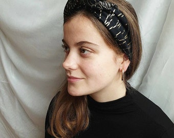 Golden Black | Knoopband | Bandeau | Turban | Haarband met ijzerdraad | Haarband | Bohemian | Gold | Patroon | Handgemaakt | Boho | Party