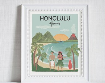 Honolulu (stad Love) - Art Print (8 x 10)