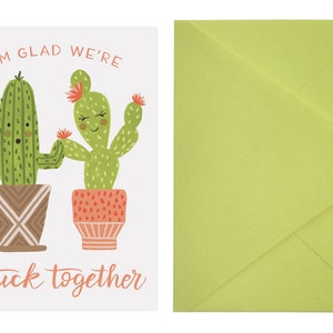 Stuck Together Cactus Card Chartreuse Green