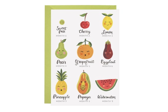 Mois De La Grossesse De Fruits Carte Etsy