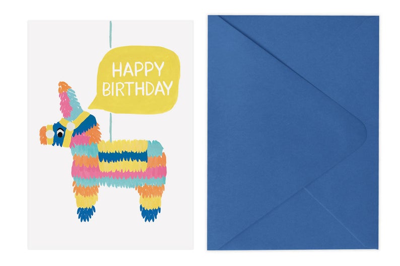 Piñata Birthday Card Royal Blue