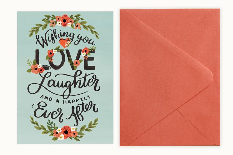 Wishing You Love, Laughter and a Happily Ever After Wedding Engagement Card image 2