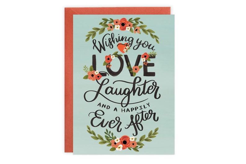 Wishing You Love, Laughter and a Happily Ever After Wedding Engagement Card image 1