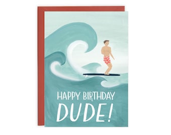 Surfer Dude - Birthday Card