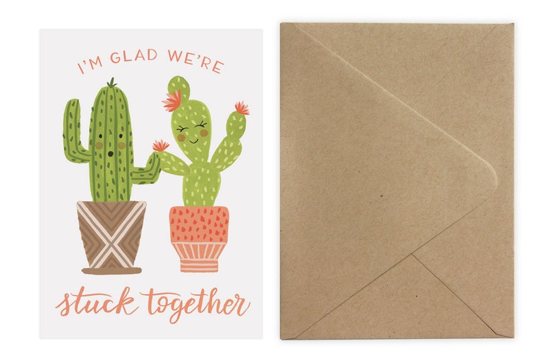 Stuck Together Cactus Card Paper Bag (Kraft)