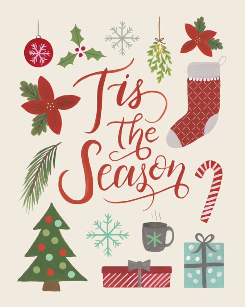 Tis The Season Christmas Art Print Etsy