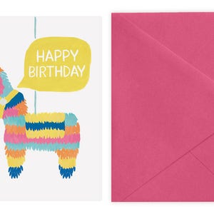 Piñata Birthday Card Fuschia Pink