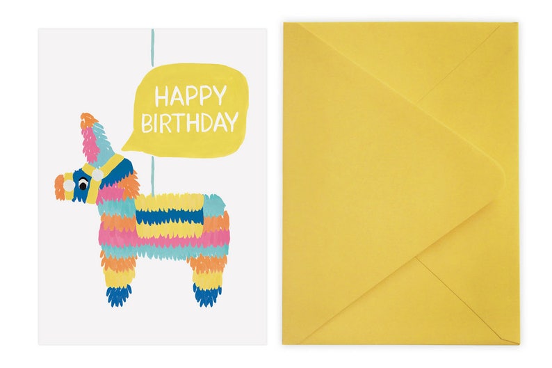 Piñata Birthday Card Curry Yellow