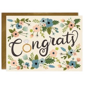 Congrats Ring & Flowers Engagement Card image 1