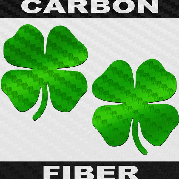 Four Leaf Clover Decal - Carbon Fiber Sticker 2 Pack - Choose Color & Size