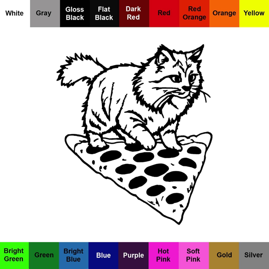 Pizza Cat Sticker - Animal Decals - Etsy