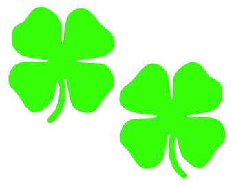 Clover Decals - 2 Pack - Four Leaf Clover Stickers - Choose Color and Size