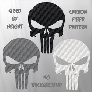 Punisher Sticker- Carbon Fiber Punisher Skull Decal